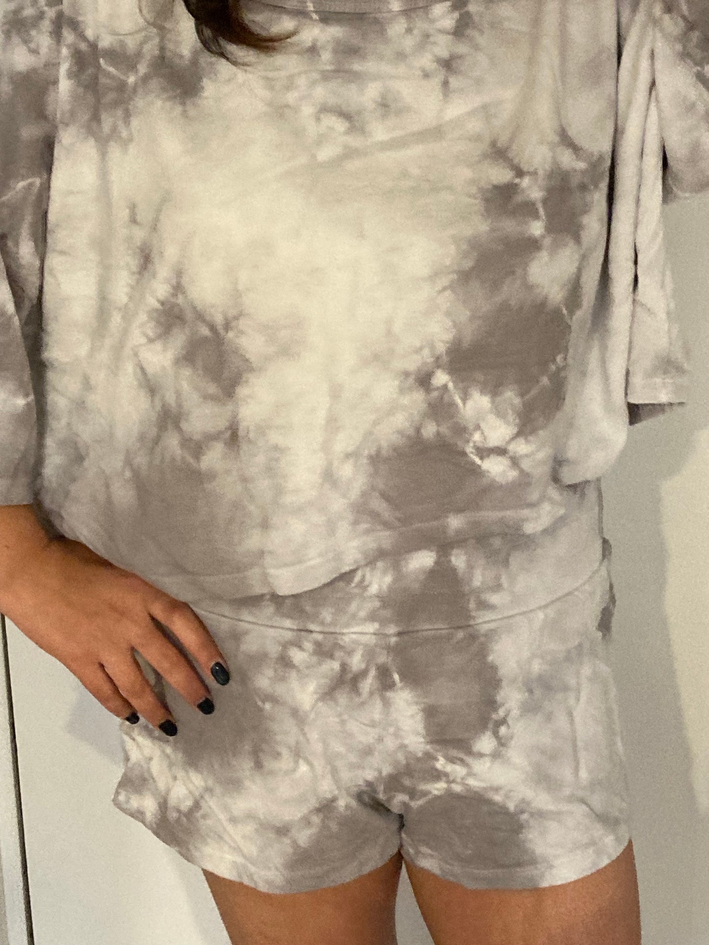 Gray Tie-Dye Shorts Set