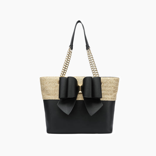 Straw Bow-Tie Tote