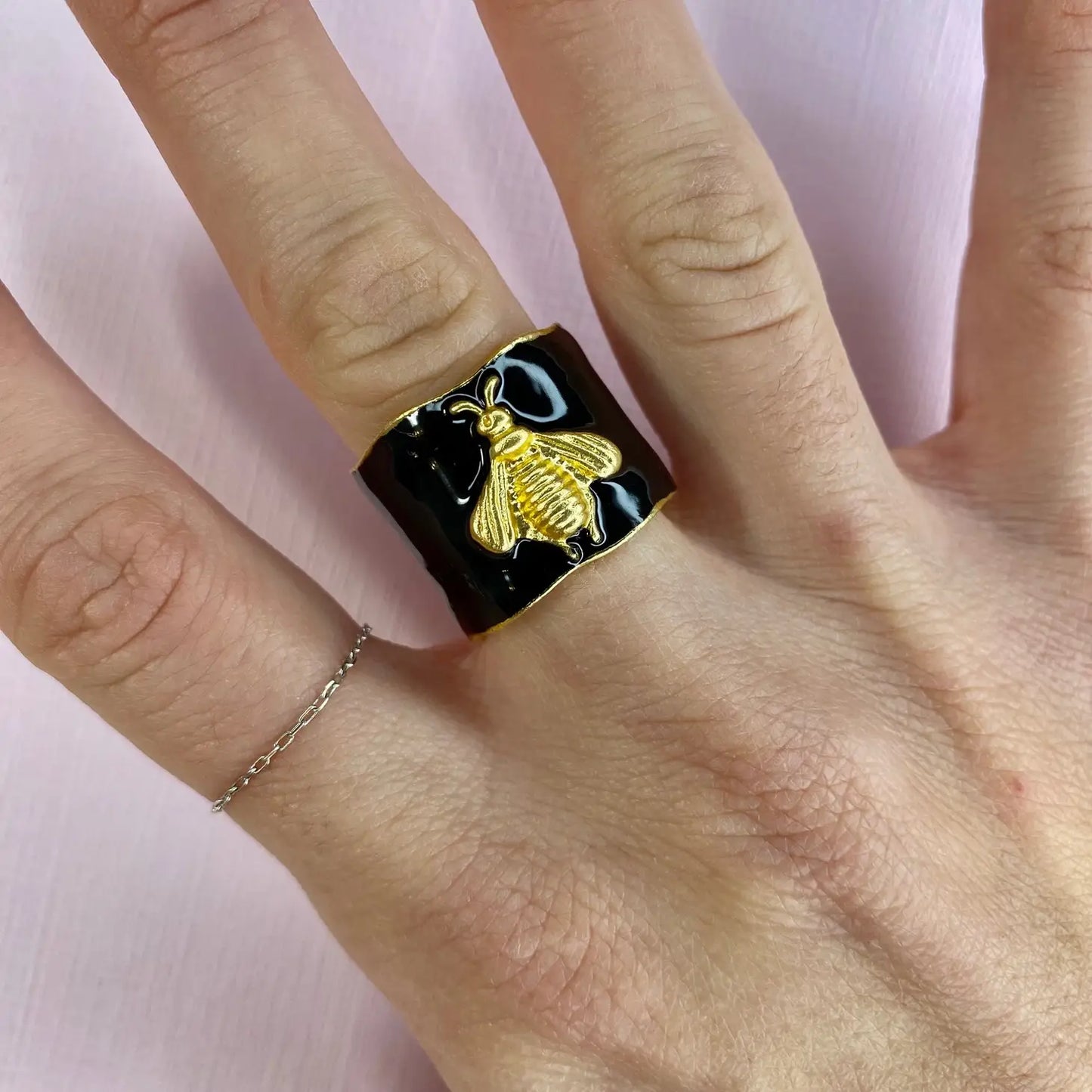 Bumble-Bee Enamel Accented Ring