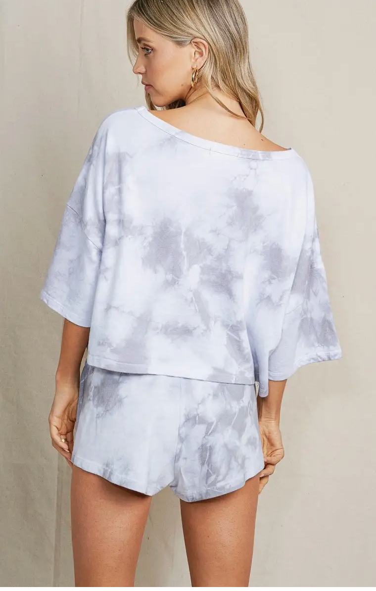 Gray Tie-Dye Shorts Set