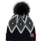 Diamond Geometric Pom Pom Hats